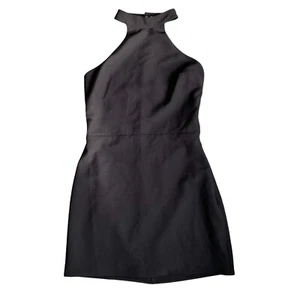 NBD Open Back Halter Dress Womens Sz Medium M Black Midi Bodycon Silver Ring Nwt - Picture 1 of 12