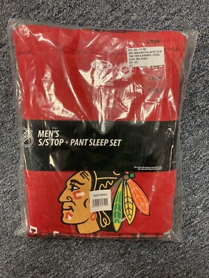 Chicago Blackhawks Mens PJ Set S/S Top + Pant Bottom medium large x-large - Image 1 of 4
