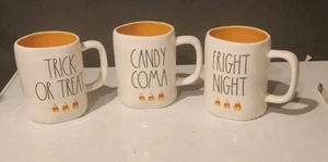 3 Rae Dunn CANDY COMA,TRICK OR TREAT, FRIGHT NIGHT Halloween Mug LOT - Picture 1 of 9
