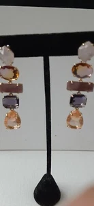 Stella and Dot Gold LONG JEWEL (convert to stud) STATEMENT Earrings - Picture 1 of 2