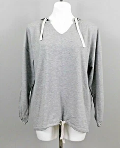 Quacker Factory Anytime Drawstring Hooded Sweatshirt, Gray, Small - Picture 1 of 3