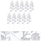 20 Pcs Simulated Leaves Wreaths Leaf Stem Silver Vase Sliver Bush Flash
