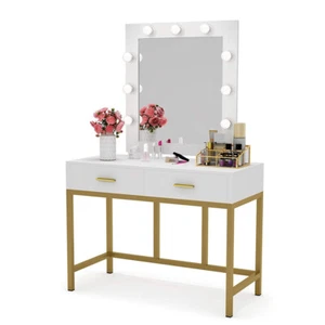 Vanity Table Set with 10 Lighted Large Mirror Makeup Dressing Table Dresser Desk - Picture 1 of 10