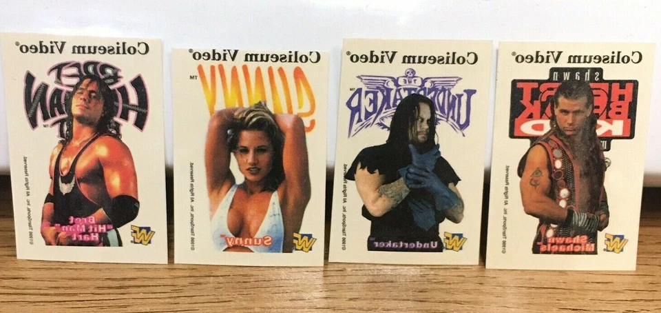 WWF WWE 体育馆视频纹身 4 件套装 The Undertaker Sunny Bret Heart 完好 — 第 1/4 张图片