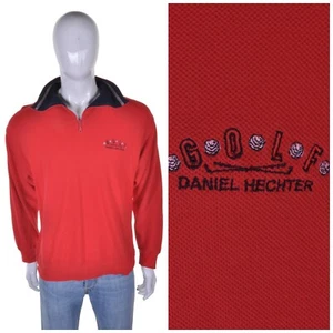 DANIEL HECHTER Vintage Quarter Zip Sweatshirt M 90s Y2K Golf Top Red - Picture 1 of 7