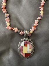 Carolyn Pollack SOUTHWEST STYLE Sterling Silver Inlay Bead Beaded Beads Necklace