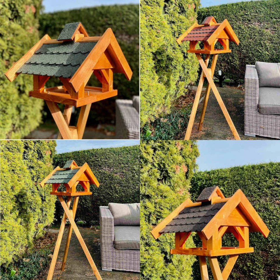 DARLUX Rechteckiges Vogel Futter Haus L Futter-Vogelhaus Braun/ Grün Rot Schwarz - Bild 1 von 1