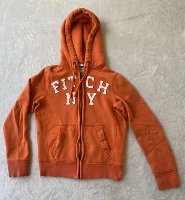 Abercrombie & Fitch NY Muscle High Cotton Zip Hoodie Vintage Orange SMALL - Image 1 of 4