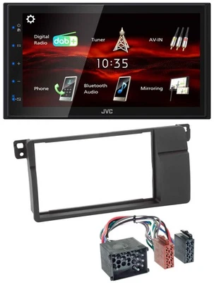 JVC USB Bluetooth MP3 DAB 2DIN Autoradio für BMW 3er E46 Rundpin großem Navi - Bild 1 von 4