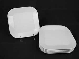 (6) Crate & Barrel Kahla Cumulus weiß quadratisch Salatteller 8 1/2" - Bild 1 von 4