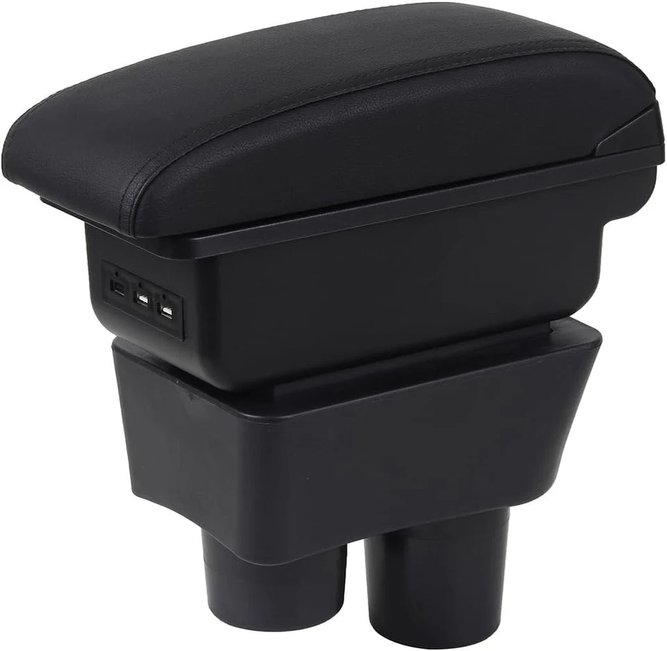 Caja reposabrazos para Nissan Versa 2012-2019 almacenamiento de doble capa con 3 puertos USB Foto 1 de 4