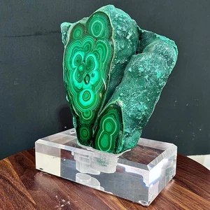 Pietra pavone verde naturale 5,57 libbre blocco di alta qualità cristallo lucido motivo s - Foto 1 di 12