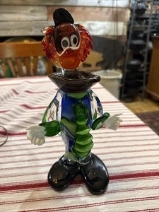 Murano Italy Blown Glass 11" Tall Clown W/ Original Murano Sticker Label - Picture 1 of 6