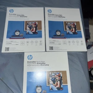 HP Everyday Photo Paper 8.5x11 Inkjet Paper 100 Glossy Sheets 52 lb Paper 3 Pks - Picture 1 of 1