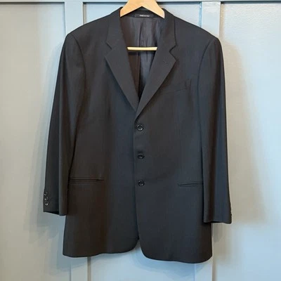 Armani Collezioni 44R Traje Chaqueta Pantalones Diseñador Negro Rayas Años 90 De Colección Foto 1 de 4