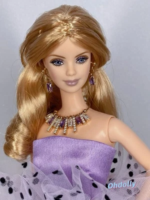 Conjunto de joyas collar pendientes diamantes de imitación púrpura hechos a mano para muñecas de moda 1/6 Foto 1 de 4