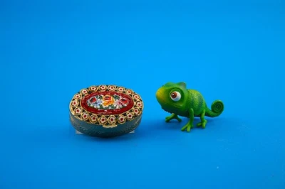 Alt Millefiori Mikromosaik Italy Pillendose Glas Dose Mosaik Gold Messing TOP - Bild 1 von 4