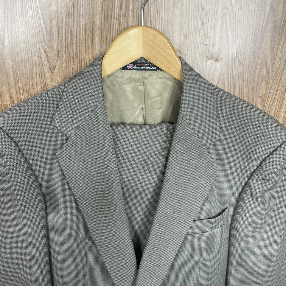 Stafford USA Made 2 Piece Suit Mens 38R Slim 30x31 Brown Multicolor Two Buttons - Image 1 of 4