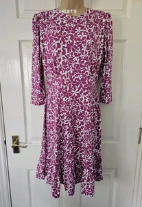 Ex Hobbs Ami Dress Size 10 Frill Hem Floral Print Jersey Curved Waist New No Tag - Picture 1 of 10