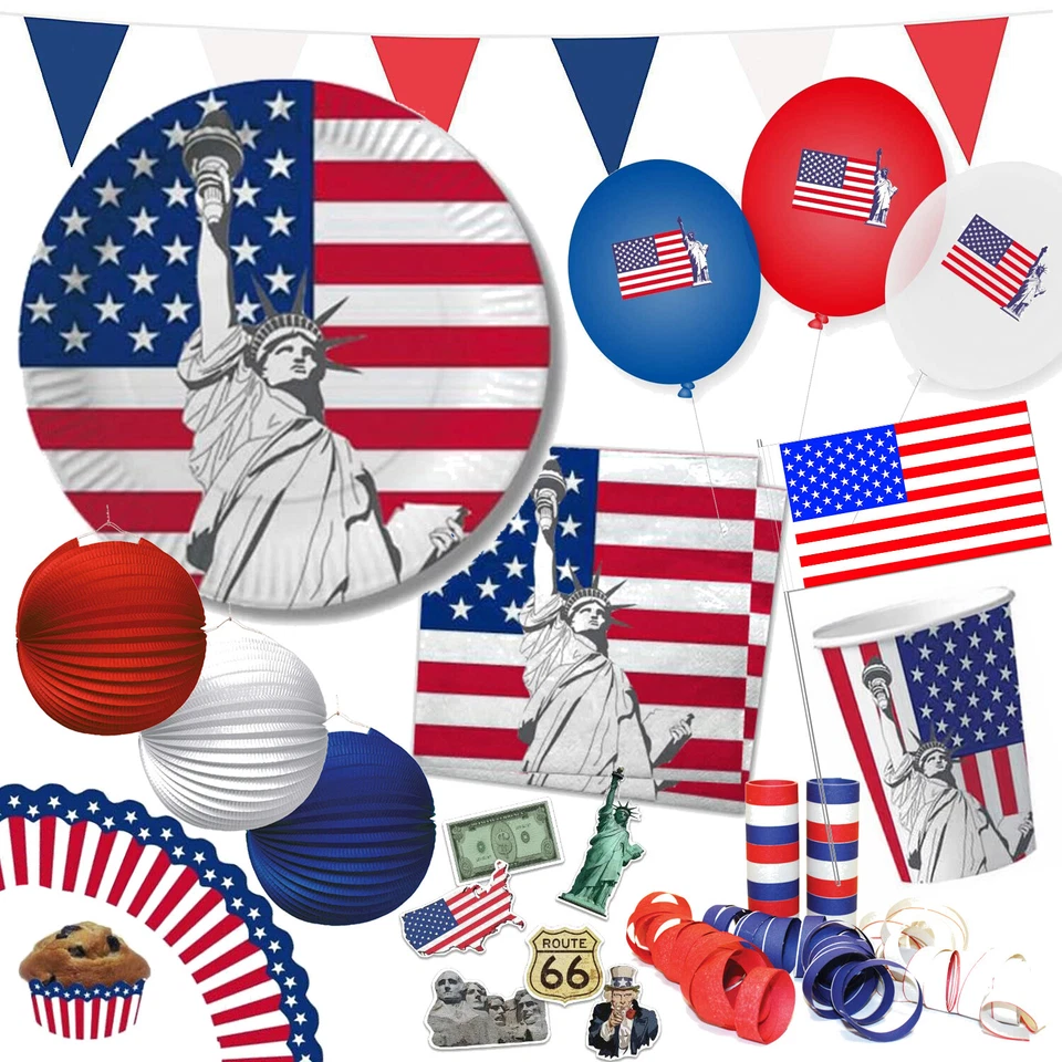 USA + AMERIKA - Stars & Stripes - Geschirr Deko US Mottoparty Amerikaparty Party - Bild 1 von 1