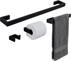 Wall Mounted Black Metal Bathroom Hardware Accessory Set, Toilet Paper Holder - Picture 1 of 7