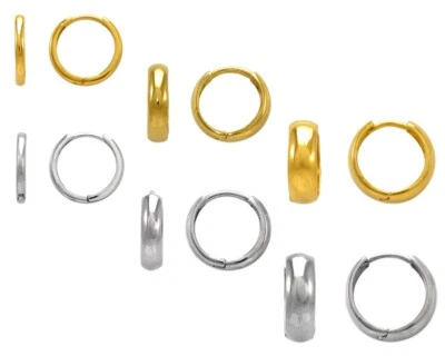 Huggie Hoop Earrings 14K Solid Yellow White Gold Women Small Earrings Hoops - Image 1 of 4