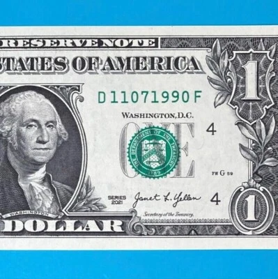 November 7, 1990 / 11 July 1990 : D 11071990 F $1 One Dollar Bill BIRTHDAY *UNC* - Image 1 of 4