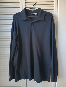 LL Bean Men's LARGE TALL Traditional Fit Black Long Sleeve Polo Shirt Second - Picture 1 of 3