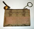 Vintage Coach Women's Legacy Signture/Gold Leather Zipped Coin Purse/Key Ring-Ex