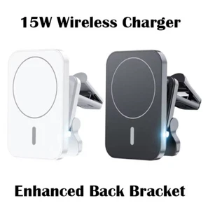 Strong Magnetic iPhone Holder Smart Wireless Super Fast 15w QI Car Charger - Picture 1 of 9
