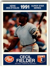 1991 Post Canada Super Star Series Cecil Fielder #19 Detroit Tigers