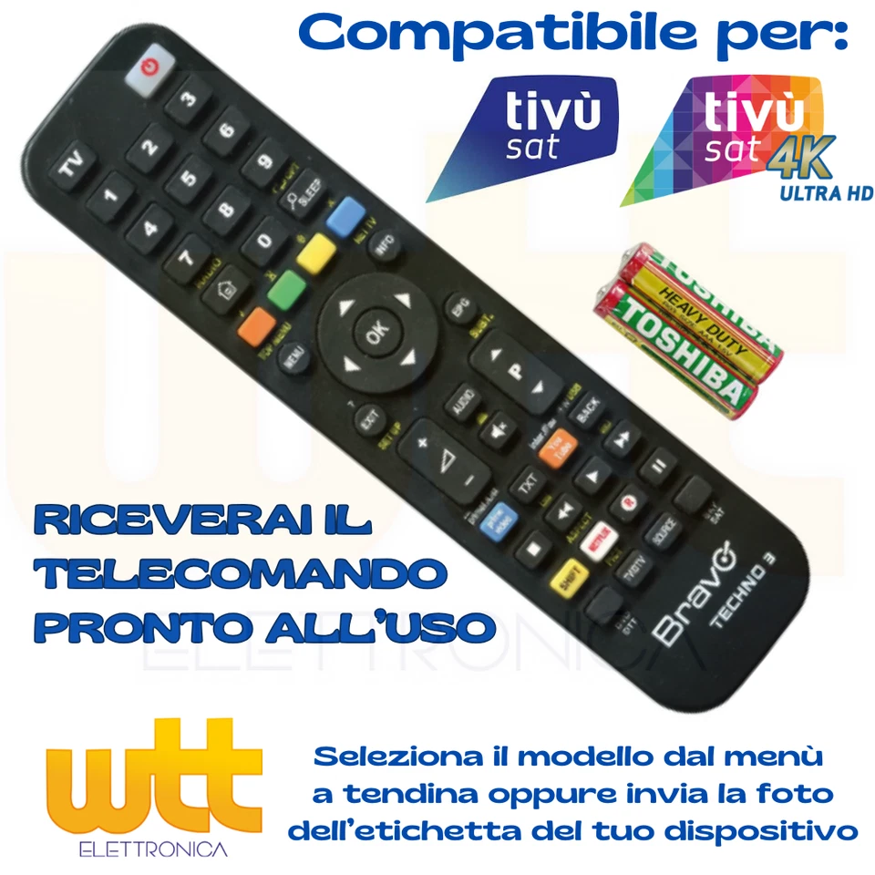 TELECOMANDO UNIVERSALE PER RICEVITORE DECODER TIVUSAT - Immagine 1 di 4