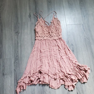 Free People Adella Dress Medium Pink Boho Festival Goth Fairy Whimsy Romantic - Picture 1 of 7