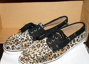 Zapato plano de tenis con lentejuelas leopardo con cordones para mujer ""SKIPPY"" 7,5 M NUEVO EN CAJA - Imagen 1 de 10