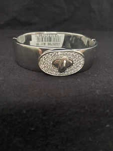 QVC Bronzo Italia Crystal Turnlock Clasp Hinged Bangle Average Bracelet $239 New - Picture 1 of 12