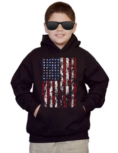 New Youth American Flag Kids Black Hoodie USA Pride US America Team Sweater - Picture 1 of 2