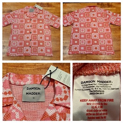 ¡Nuevo! Camisa Damson Madder Bessie Wave Crochet SS Abotonada Para Mujer Talla 12 Rosa Foto 1 de 4