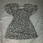 Old Navy Womens Dress Extra Large Black White Floral Short Cut Out Puff Sleeves