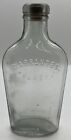 VINTAGE ANTIQUE WARRANTED STRAP FLASK UNION MADE CLEAR BOTTLE EMBOSSED STAR