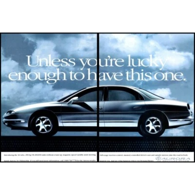 Oldsmobile Aurora 1995 sedán 2 páginas anuncio impreso vintage nubes gris arte de pared foto Foto 1 de 3