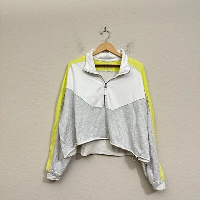 FREE PEOPLE Split Second Sweatshirt Womens S Colorblock 1/2 Zip Pullover Cropped - Image 1 of 4