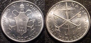 ONLY 100.000 MINTED HI GRADE 1967 1 LIRA VATACAN CITY*CROSSED KEYS*SWORD - Picture 1 of 1