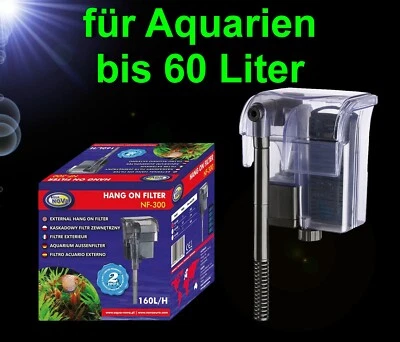 AQUANOVA Aquarium Filter 🍀 160 L/h HÄNGEFILTER bis 60 L 🍀 Außenfilter Zubehör Garnelen