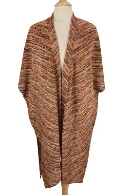 Nuevo con etiquetas Chicos Ruana Kimono Chal Cárdigan Talla Única Frente Abierto Espacio Tinte Rayas Foto 1 de 4