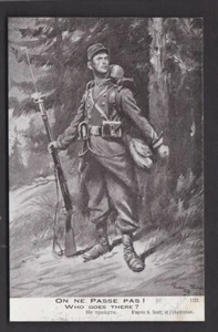 Military WW1 Guerre Europeene Patriotic series Who Goes There PPC - Picture 1 of 2