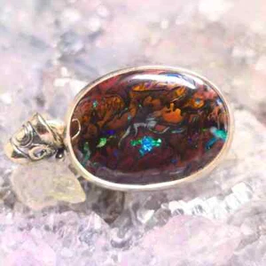 The Lodestar Core Queensland Boulder Opal 20.00 Ct Handmade 925 Silver Pendant - Picture 1 of 9
