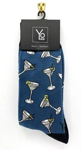Yo Sox Socks Martini Cocktail Men's Cotton Polyester Blend Size 7-12 - Picture 1 of 2