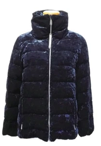 Calvin Klein Womens Dark Navy Velvet Down Jacket Puffer Size S - Picture 1 of 4