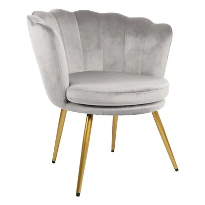 Genesis Flora Accent Tub Chair Scallop Armchair Petal Back Gold Legs - Grey - Image 1 of 4