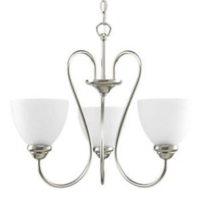 Progress 3-Light Chandelier Heart Collection, Brushed Nickel P4664-09, 22" - Image 1 of 4